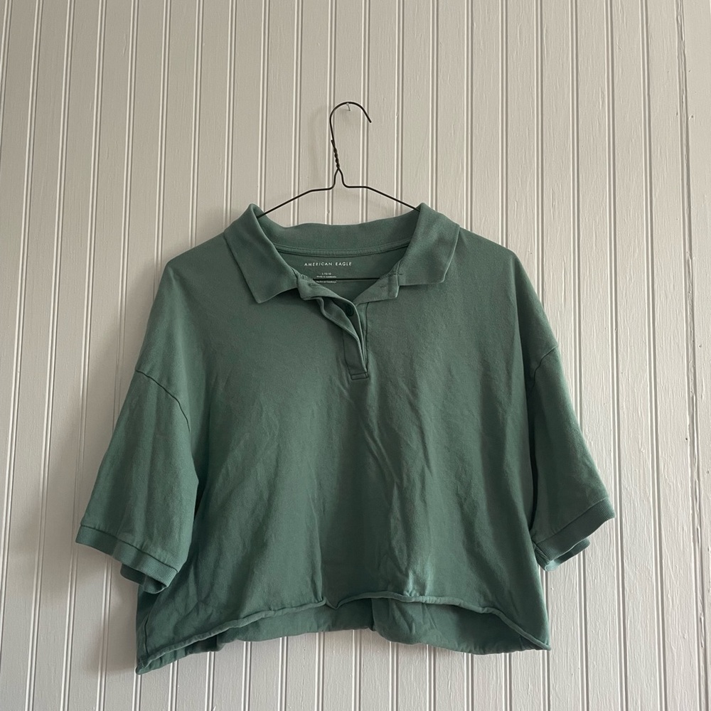 Oversized collared crop top